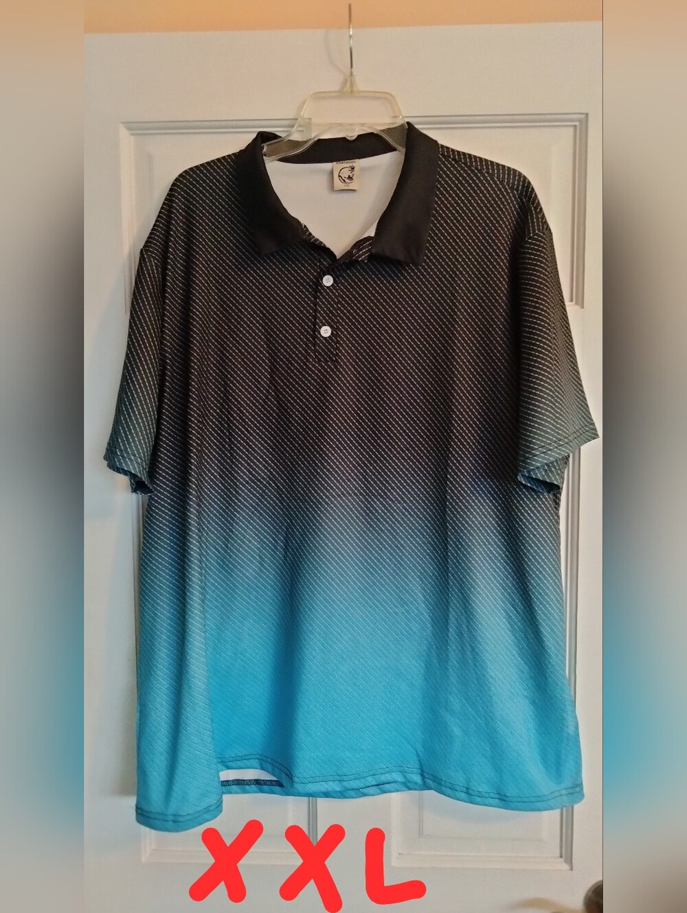 Hardaddy Men's Gradient Black to Teal Short-Sleeve Polo